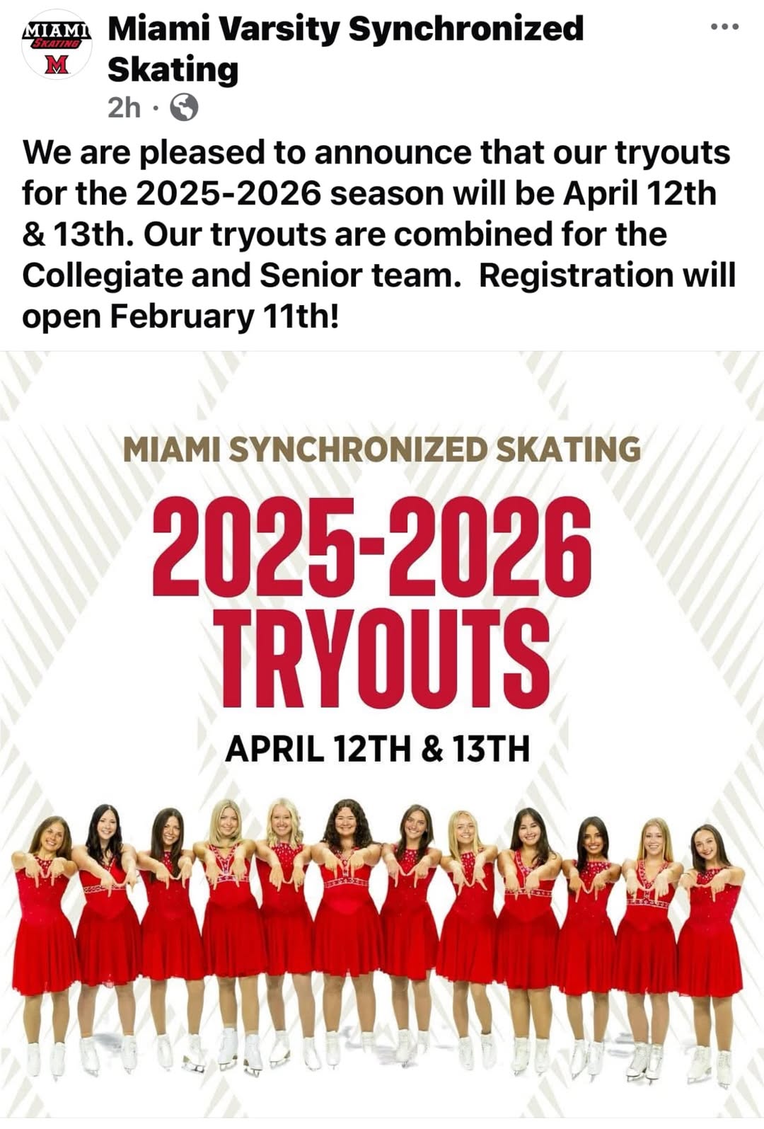 Miami Varsity Synchro Skating Tryouts image