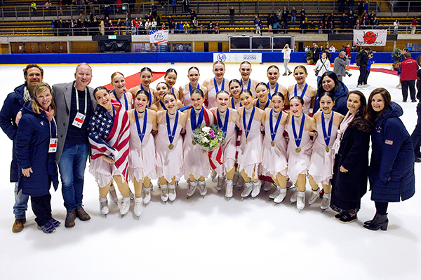 Stephanie and her Skyliners Junior team getting bronze medal at World Junior Championships 2025